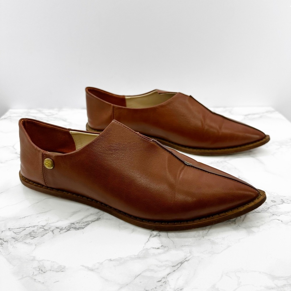 Taylor + Thomas Talitha Pointy Toe Flats Saddle Brown Collapsible‎ Heel Womens 7 - Picture 2 of 8